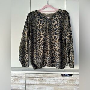 🐆 Marks & Spencer Leopard Print Cardigan Tan Black Size UK 20 (US 16)